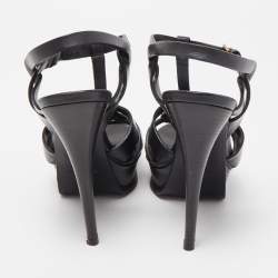 Saint Laurent Black Leather Tribute Sandals Size 37.5
