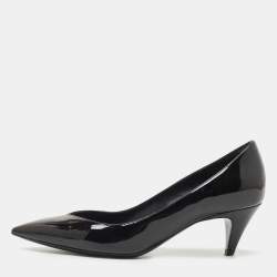 Pre Owned Saint Laurent Black Patent Leather Kiki Pumps Size 37