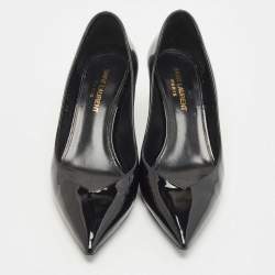 Pre Owned Saint Laurent Black Patent Leather Kiki Pumps Size 37