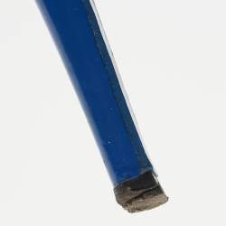 Pre Owned Saint Laurent Blue Patent Tribute Ankle Strap Sandals Size 39