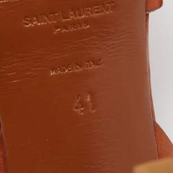 Pre Owned Saint Laurent Brown Leather Tribute Ankle Strap Sandals Size 41