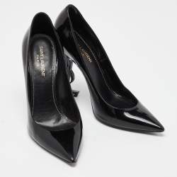 Pre Owned Saint Laurent Black Patent Leather Opyum Pointed Toe Pumps Size 40