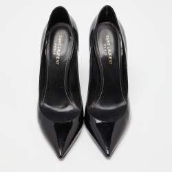 Pre Owned Saint Laurent Black Patent Leather Opyum Pointed Toe Pumps Size 40