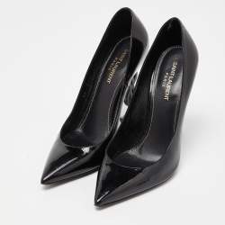 Pre Owned Saint Laurent Black Patent Leather Opyum Pointed Toe Pumps Size 40
