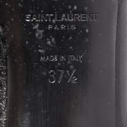 Pre Owned Saint Laurent Black Leather Loulou Criss Cross Block Heel Slide Sandals Size 37.5