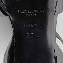 Pre Owned Saint Laurent Black Patent Leather Tribute Ankle Strap Sandals Size 37.5