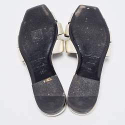Saint Laurent Metallic Leather Tribute Slides Size 36