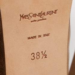 Pre Owned Saint Laurent Metallic Leather Tribtoo Slingback Pumps Size 38.5