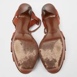 Yves Saint Laurent Tan Leather Tribute Platform Sandals Size 41