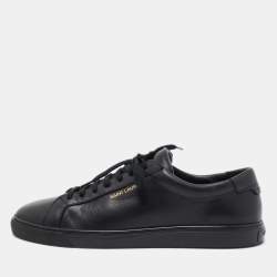 Pre Owned Saint Laurent Paris Black Leather Andy Low Top Sneakers Size 44
