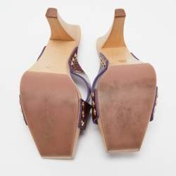 Pre Owned Saint Laurent Purple Patent Leather Slide Sandals Size 38