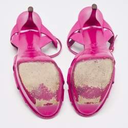 Pre Owned Saint Laurent Purple Leather Tribute Ankle Sandals Size 39