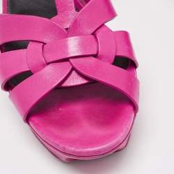 Pre Owned Saint Laurent Purple Leather Tribute Ankle Sandals Size 39