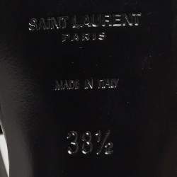 Pre Owned Saint Laurent Paris Black Leather Tribute Platform Ankle Strap Sandals Size 38.5