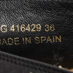 Pre Owned Saint Laurent Black/White Leather Star Embellished Espadrille Flats Size 36
