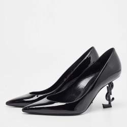 Saint Laurent Black Patent Opyum Pointed Toe Pumps Size 38