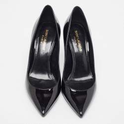 Saint Laurent Black Patent Opyum Pointed Toe Pumps Size 38