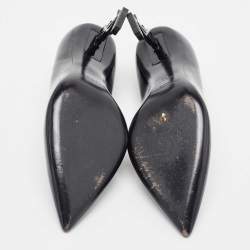 Saint Laurent Black Patent Opyum Pointed Toe Pumps Size 38