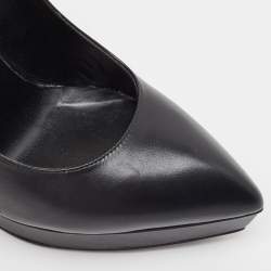 Saint Laurent Black Leather Janis Pointed Toe Pumps Size 36