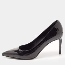 Saint Laurent Black Patent Leather Anja Pointed Toe Pumps Size 39