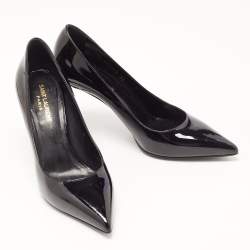 Saint Laurent Black Patent Leather Anja Pointed Toe Pumps Size 39