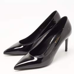 Saint Laurent Black Patent Leather Anja Pointed Toe Pumps Size 39