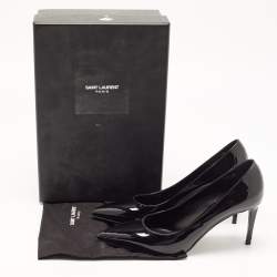 Saint Laurent Black Patent Leather Anja Pointed Toe Pumps Size 39