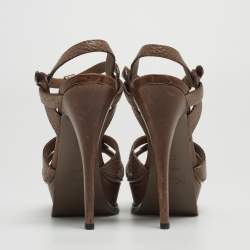 Saint Laurent Brown Leather Tribute Sandals Size 36.5