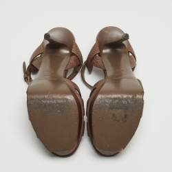 Saint Laurent Brown Leather Tribute Sandals Size 36.5