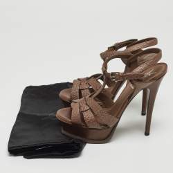 Saint Laurent Brown Leather Tribute Sandals Size 36.5