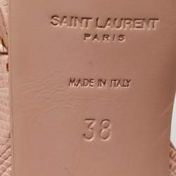Saint Laurent Pink Embossed Lizard Tribute Sandals Size 38
