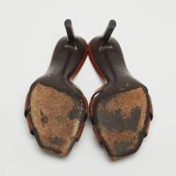 Saint Laurent Paris Brown Leather Tribute Open Slide Sandals Size 37