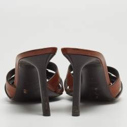 Saint Laurent Paris Brown Leather Tribute Open Slide Sandals Size 37