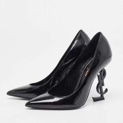 Pre Owned Saint Laurent Black Patent Leather Opyum Pointed Toe Pumps Size 35