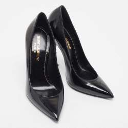Pre Owned Saint Laurent Black Patent Leather Opyum Pointed Toe Pumps Size 35