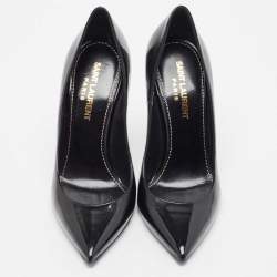 Pre Owned Saint Laurent Black Patent Leather Opyum Pointed Toe Pumps Size 35