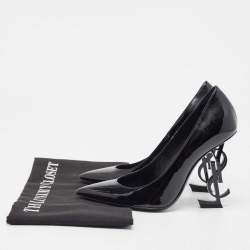 Pre Owned Saint Laurent Black Patent Leather Opyum Pointed Toe Pumps Size 35