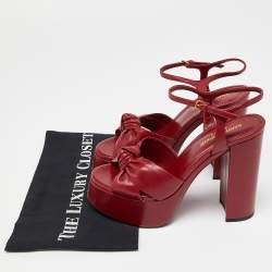 Saint Laurent Red Leather Bianca Sandals Size 37.5