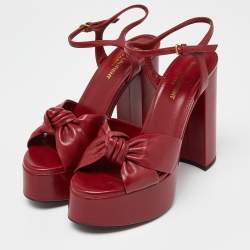 Saint Laurent Red Leather Bianca Sandals Size 37.5