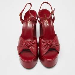 Saint Laurent Red Leather Bianca Sandals Size 37.5