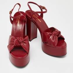 Saint Laurent Red Leather Bianca Sandals Size 37.5