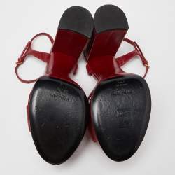 Saint Laurent Red Leather Bianca Sandals Size 37.5