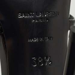 Pre Owned Saint Laurent Black Patent Leather Cassandra Ankle Strap Sandals Size 38.5