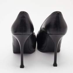 Pre Owned Saint Laurent Black Leather Tribtoo Pumps Size 39.5