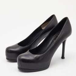 Pre Owned Saint Laurent Black Leather Tribtoo Pumps Size 39.5