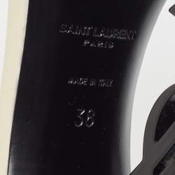 Pre Owned Saint Laurent Cream Patent Leather Opyum Sandals Size 38