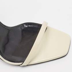 Pre Owned Saint Laurent Cream Patent Leather Opyum Sandals Size 38