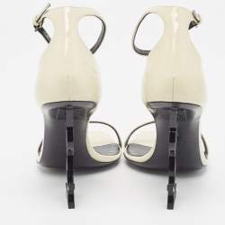 Pre Owned Saint Laurent Cream Patent Leather Opyum Sandals Size 38