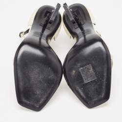 Pre Owned Saint Laurent Cream Patent Leather Opyum Sandals Size 38