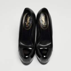 Saint Laurent Black Patent and Leather Tribtoo Platform Pumps Size 38.5